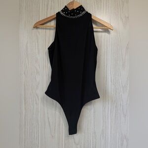 Kippys Scattered 2 Rows Crystal Black Body Suit Size M NWT